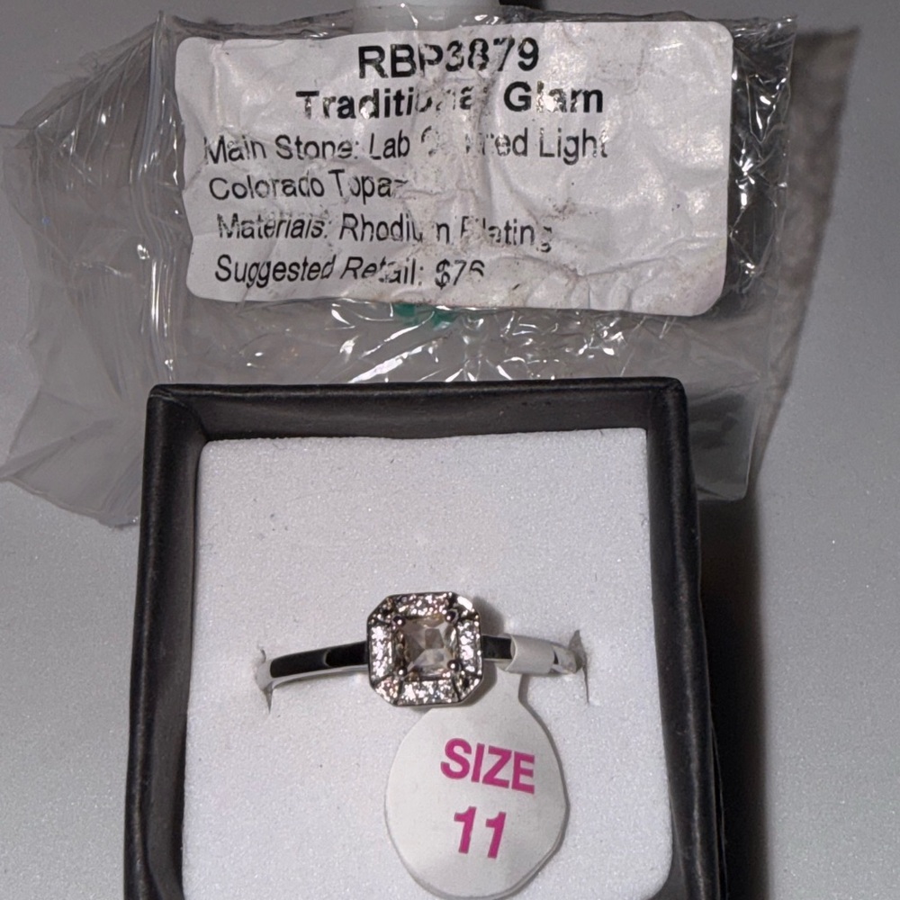 Traditional Glam Silver Ring with Lab-Created Light Topaz